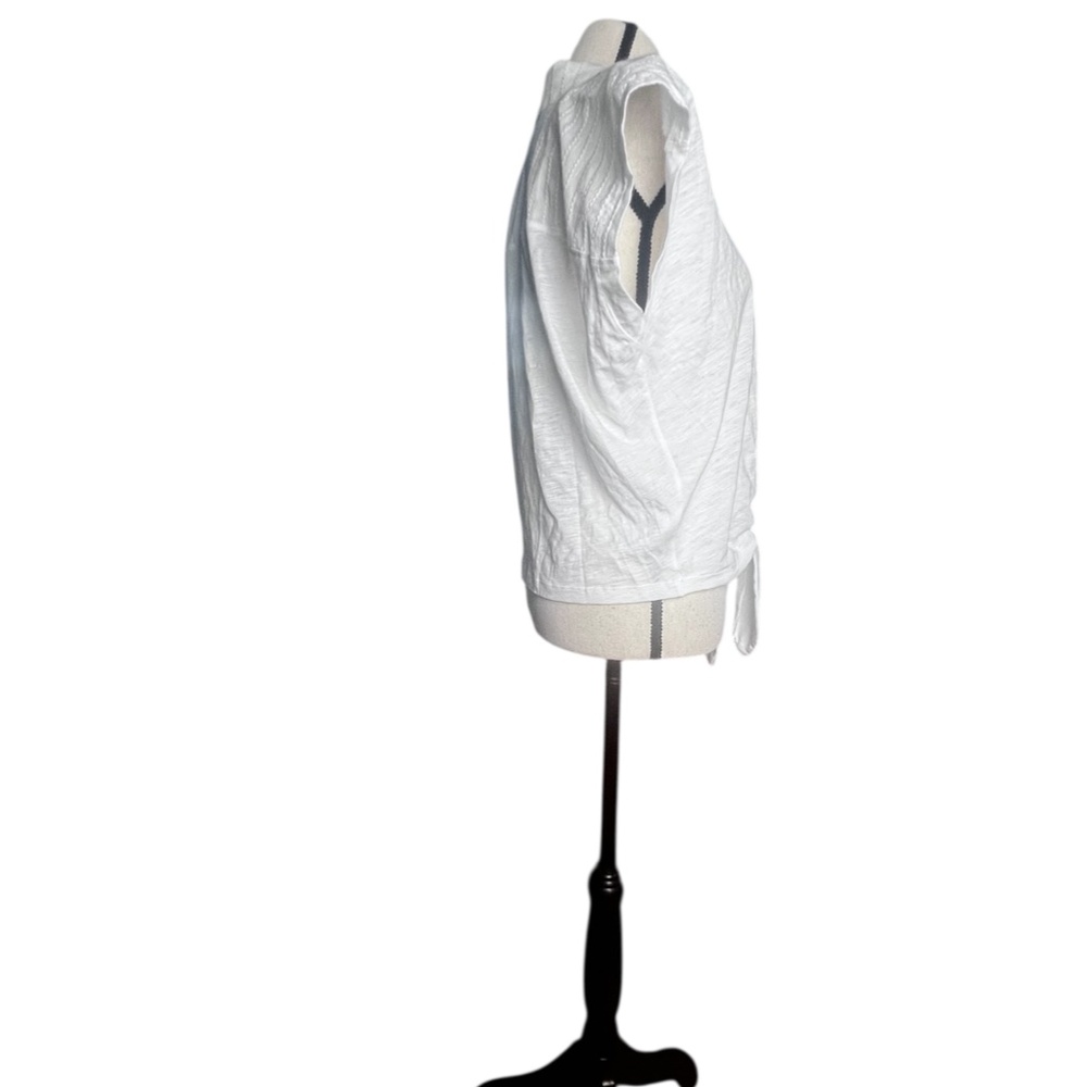LOFT White Tie-Front Short Sleeve 100% Cotton Button-Down Top Sz S New With Tag - Picture 3 of 6